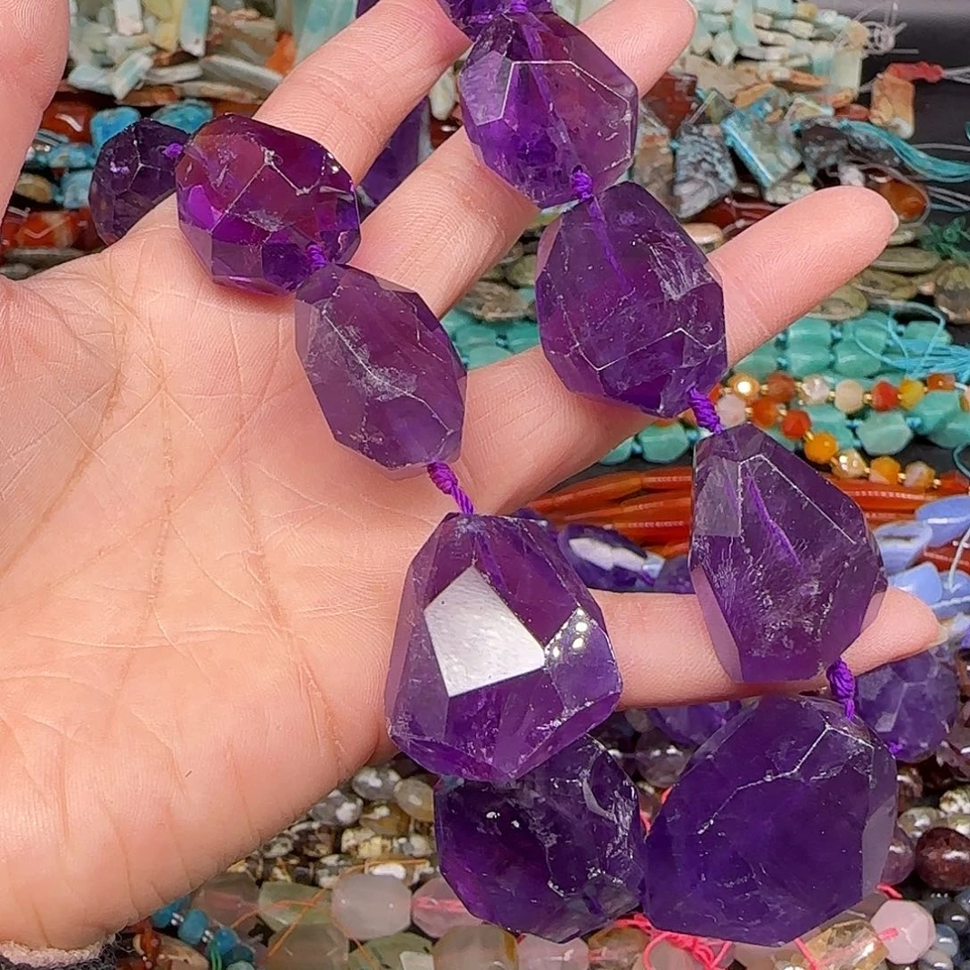 朝***辉玛瑙/玉髓合金珠宝半成品紫水晶塔链拍三86发一条