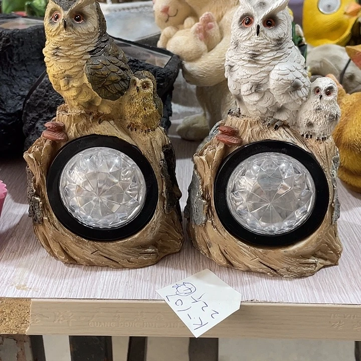 树脂两个猫头鹰不亮