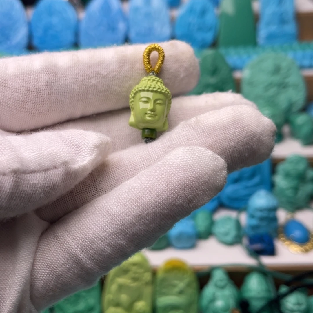 石材菜籽黄双面如来佛头