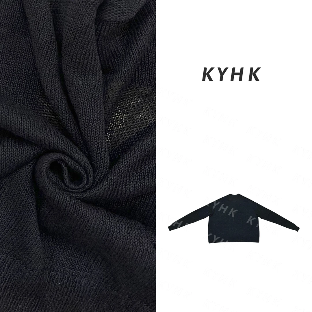 KYHK纯色V领长袖亚麻开衫女250561