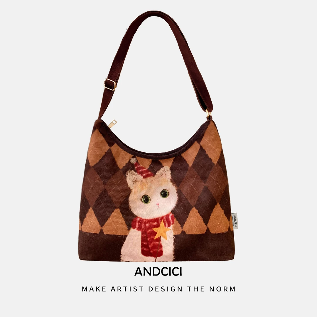 设计师新款 围脖猫猫 拉链款斜挎包单肩包手提包上班通勤托特书包