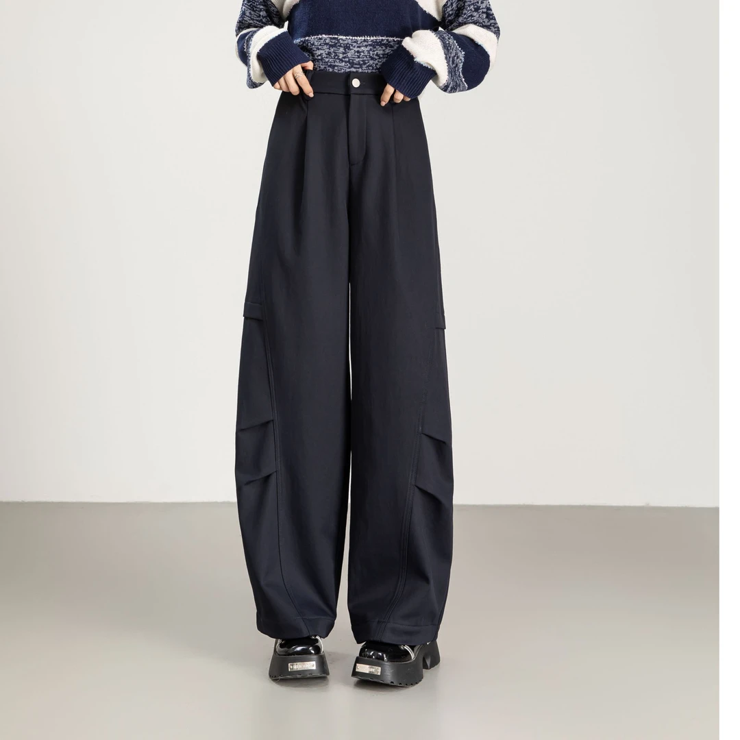 【工装裤】复合牛奶丝工装裤加长复古休闲裤子8722