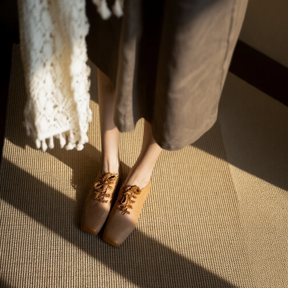 交叉绑带小皮鞋女款2025爆款羊皮女鞋老钱风必备芭蕾舞鞋轻奢鞋子