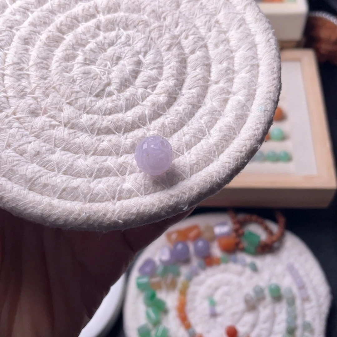 未镶嵌手链翡翠卡10紫雕刻珠