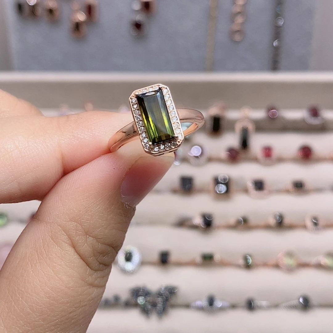 碧玺戒指银S925镶嵌戒指