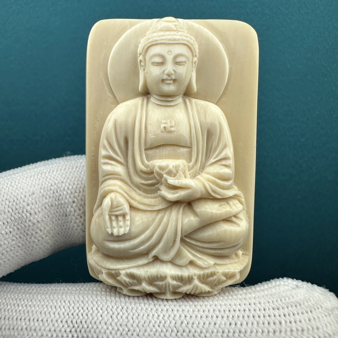 H89-90天然猛犸大日雕刻牌32*48*14mm一物一图 假一罚十