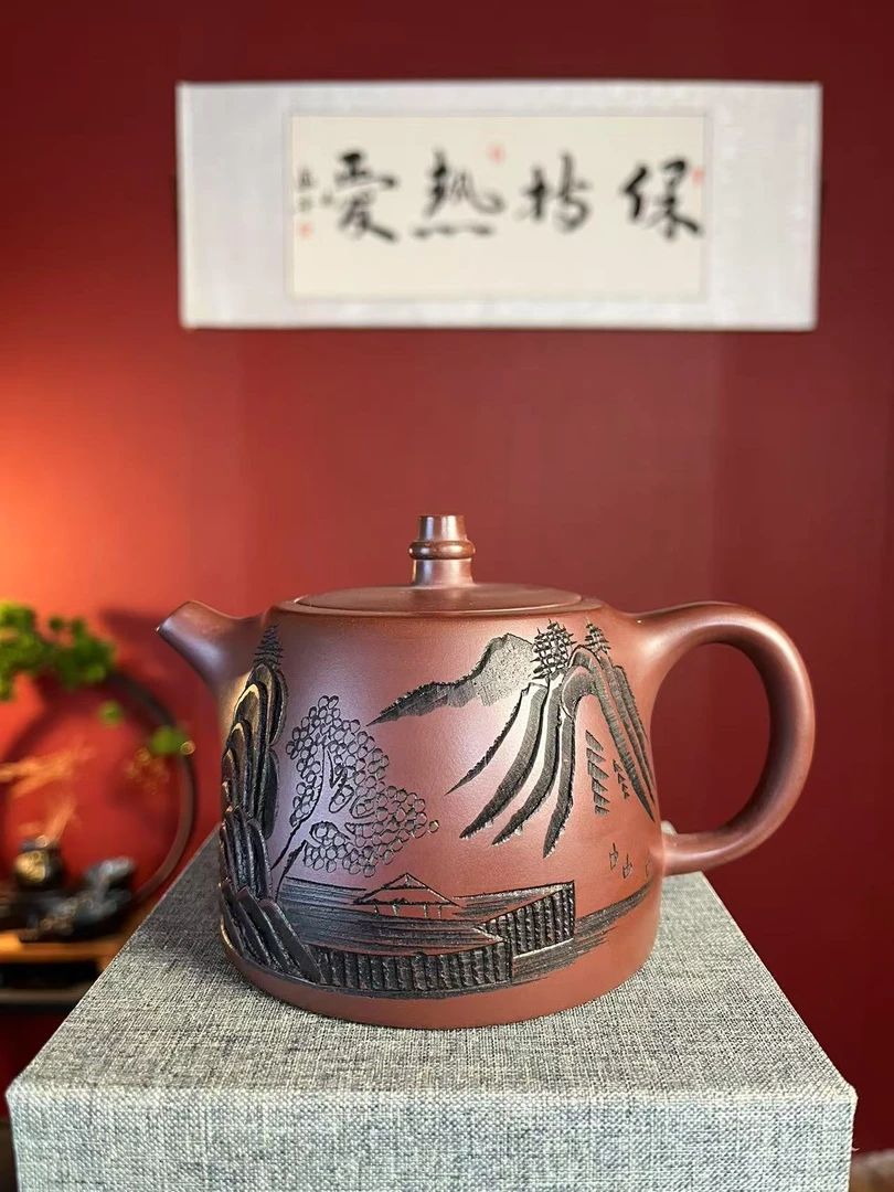 全手工龙血砂观山汉铎紫砂壶