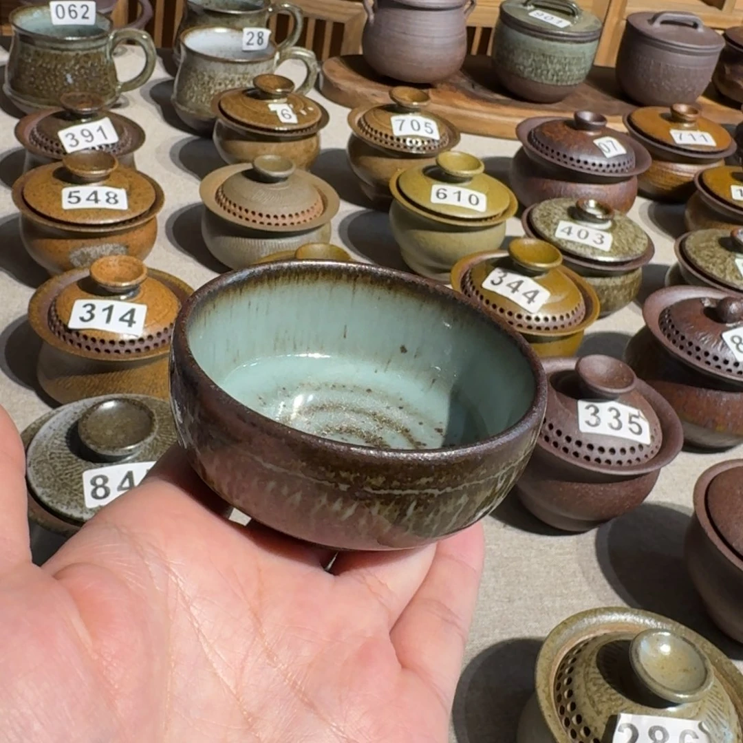 茶具粗瓷茶具素色盖碗