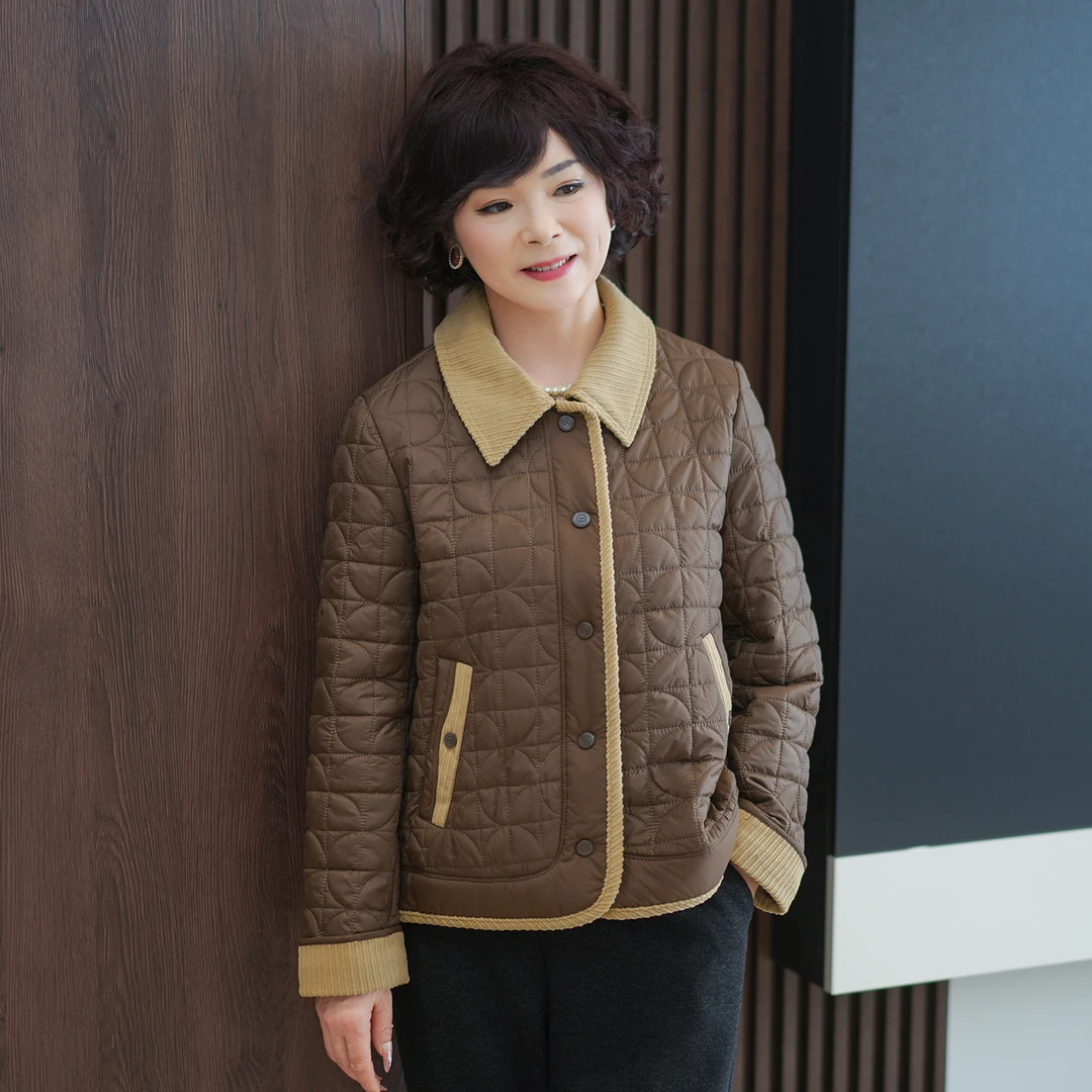 妈妈秋装2025中年冬季新款外套洋气中老年女春秋季大码上衣薄棉衣