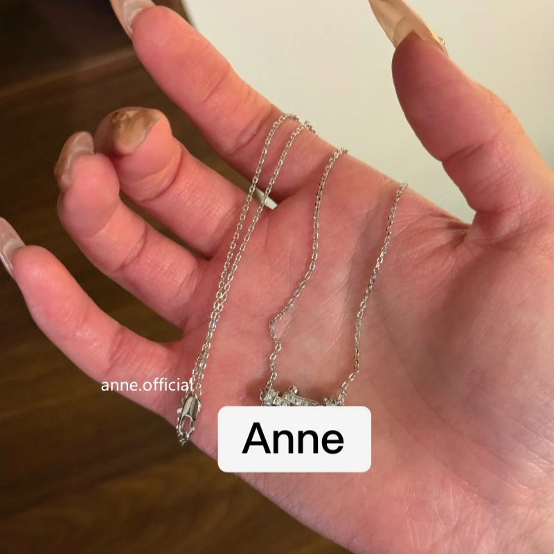 铜合金项链 时尚百搭银色马蹄扣镶锆U型吊坠项链【X499】