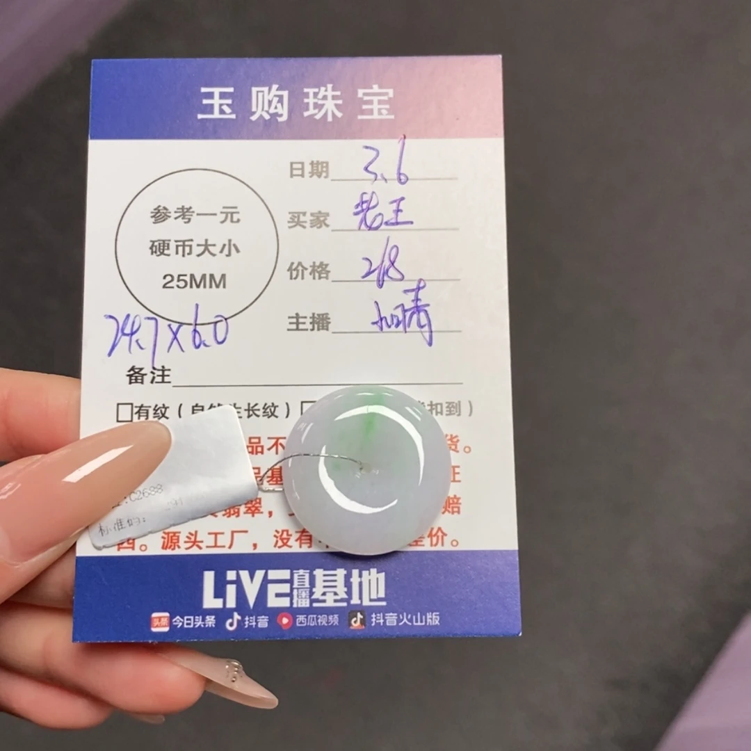 【闪购商品】翡翠颈饰未镶嵌老*平安扣