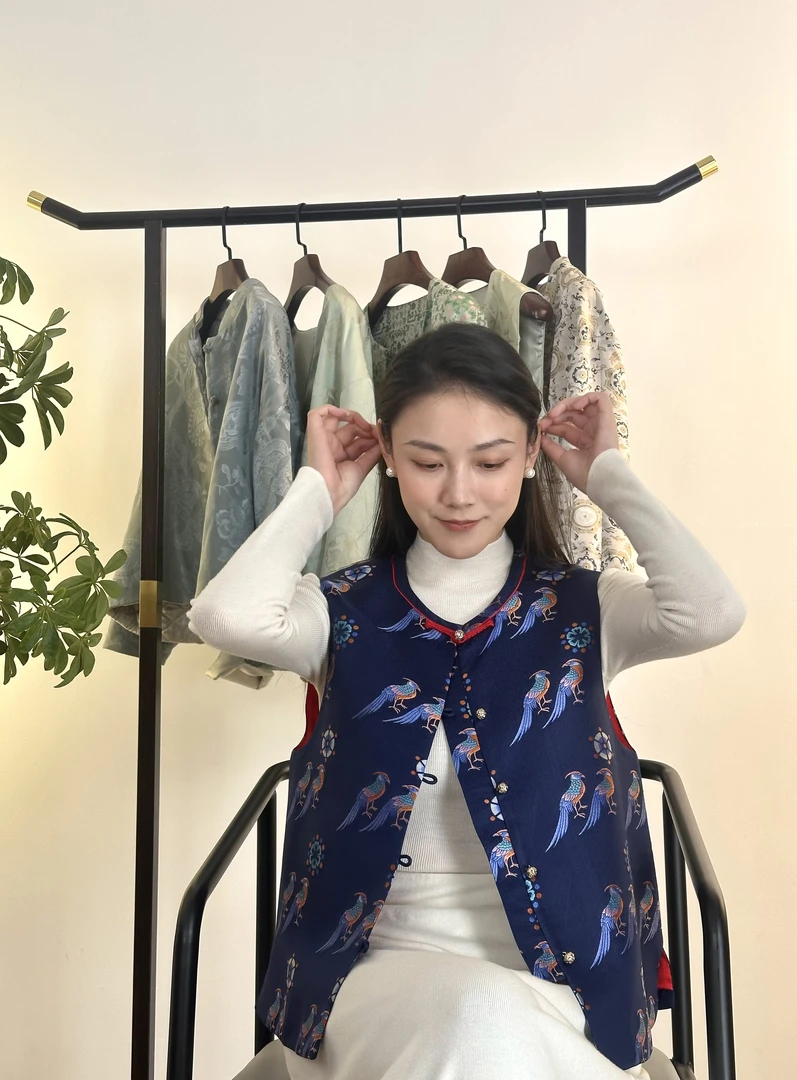 {马甲专拍链接}古丝红府宋锦桑蚕丝高端定制