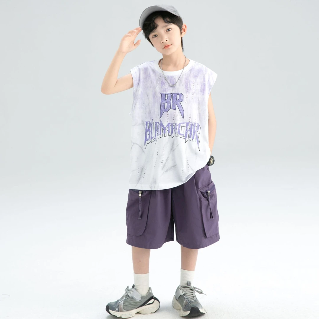 男童夏款套装新款夏季坎肩上衣中大儿童男孩夏装两件套痞帅潮