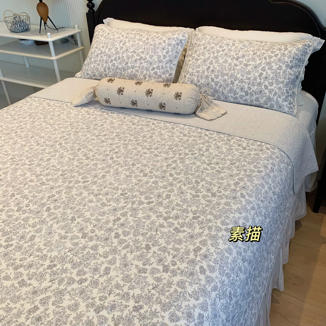 【清仓】 双面全棉大尺寸棉花床盖酵素砂洗绗缝夹棉水洗可机洗