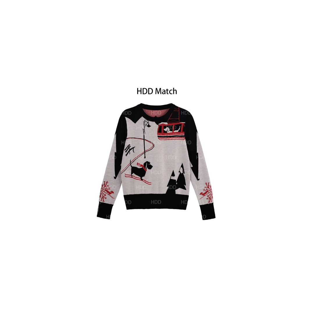 HDD Clothing "滑雪狗"春季女款设计针织毛衣上衣 Y7009