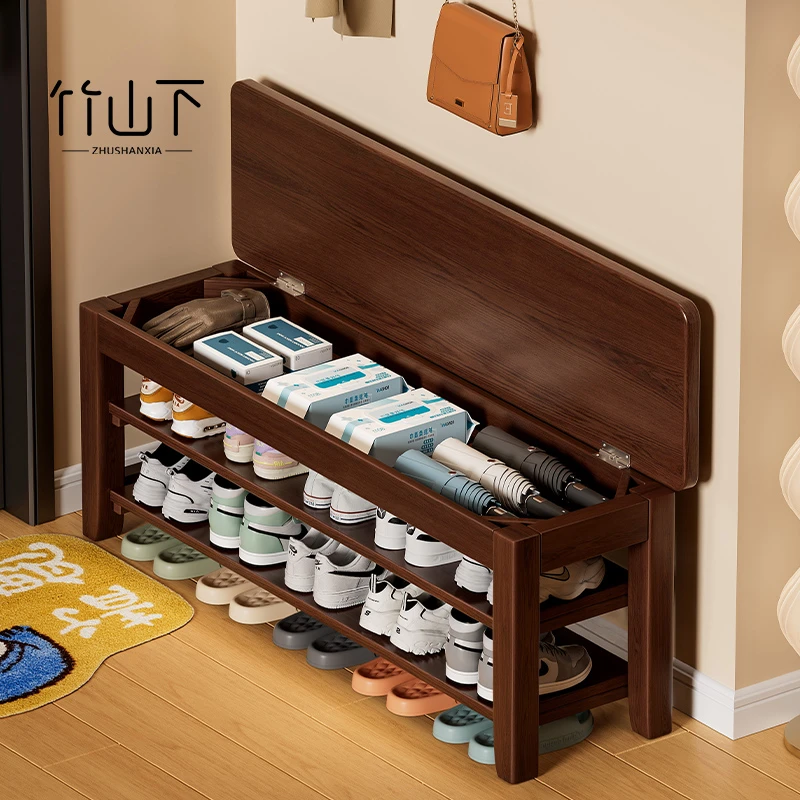 换鞋凳门口可坐网红款家用玄关简约落地长条凳子大容量北欧穿鞋凳