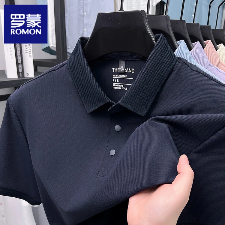 罗蒙高弹长丝密针织造挺阔不勾丝免烫抗皱抗起球丝滑细腻光泽POLO