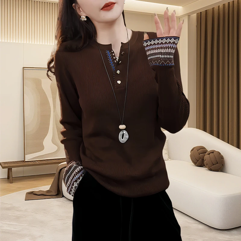 高端新款韩版气质针织衫毛衣百搭显瘦长袖T恤设计感小众显瘦上衣