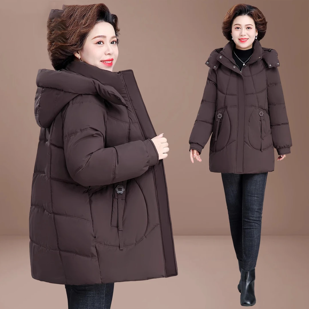 中年妈妈棉衣棉袄女款2025新款洋气超好看冬装厚外套夹棉中老年人