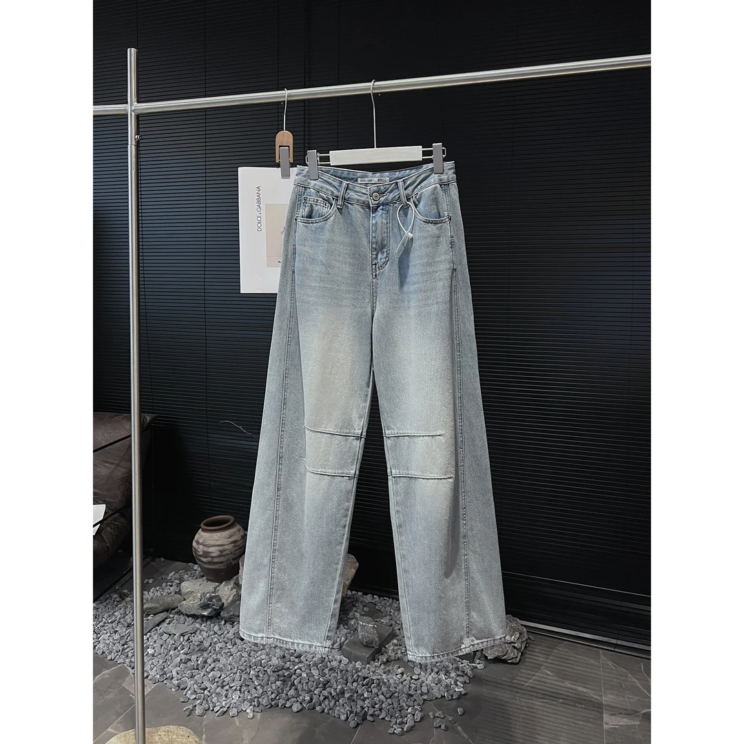 杠条边浅蓝色牛仔裤89073（清）