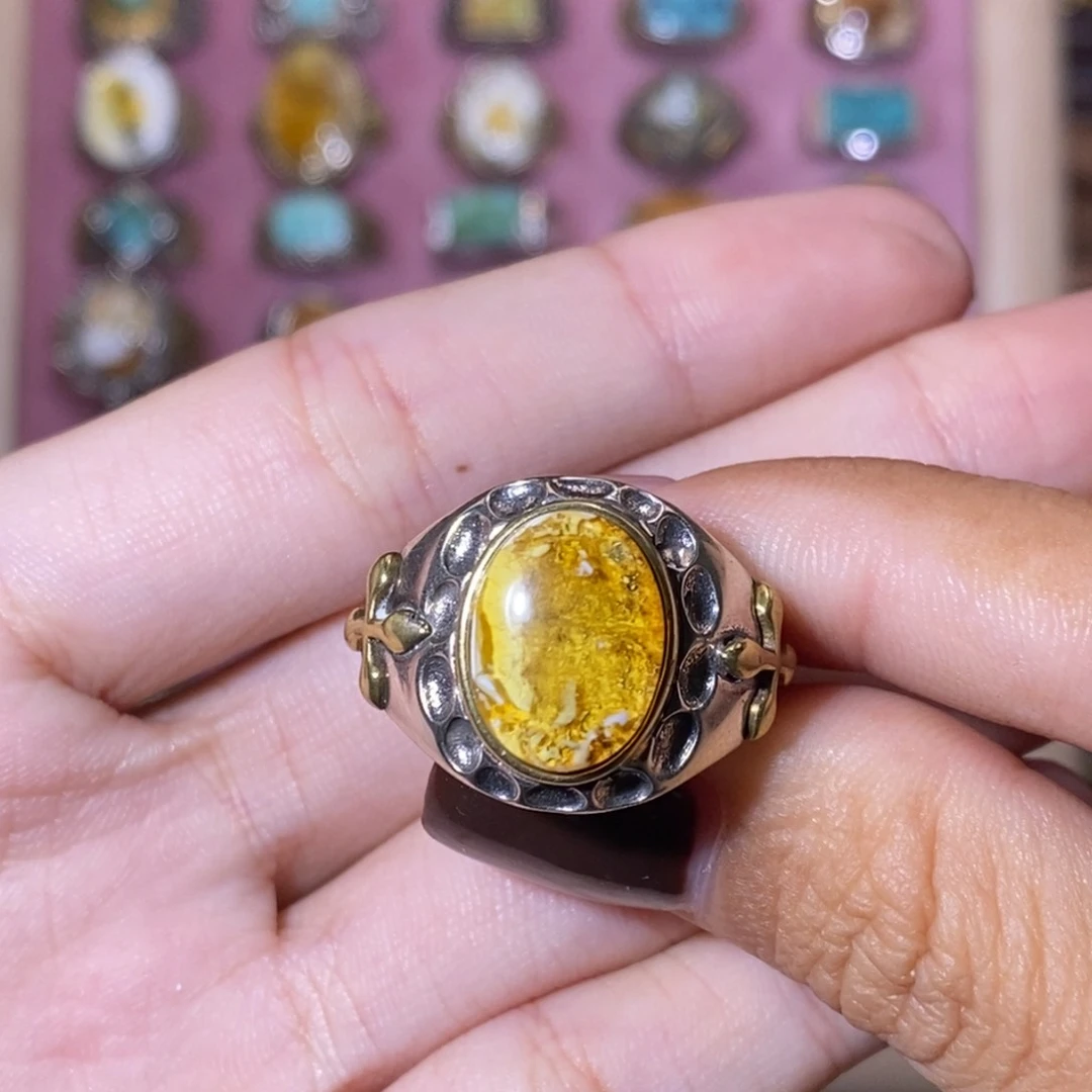 蜜蜡戒指银S925镶嵌诺***咸戒指