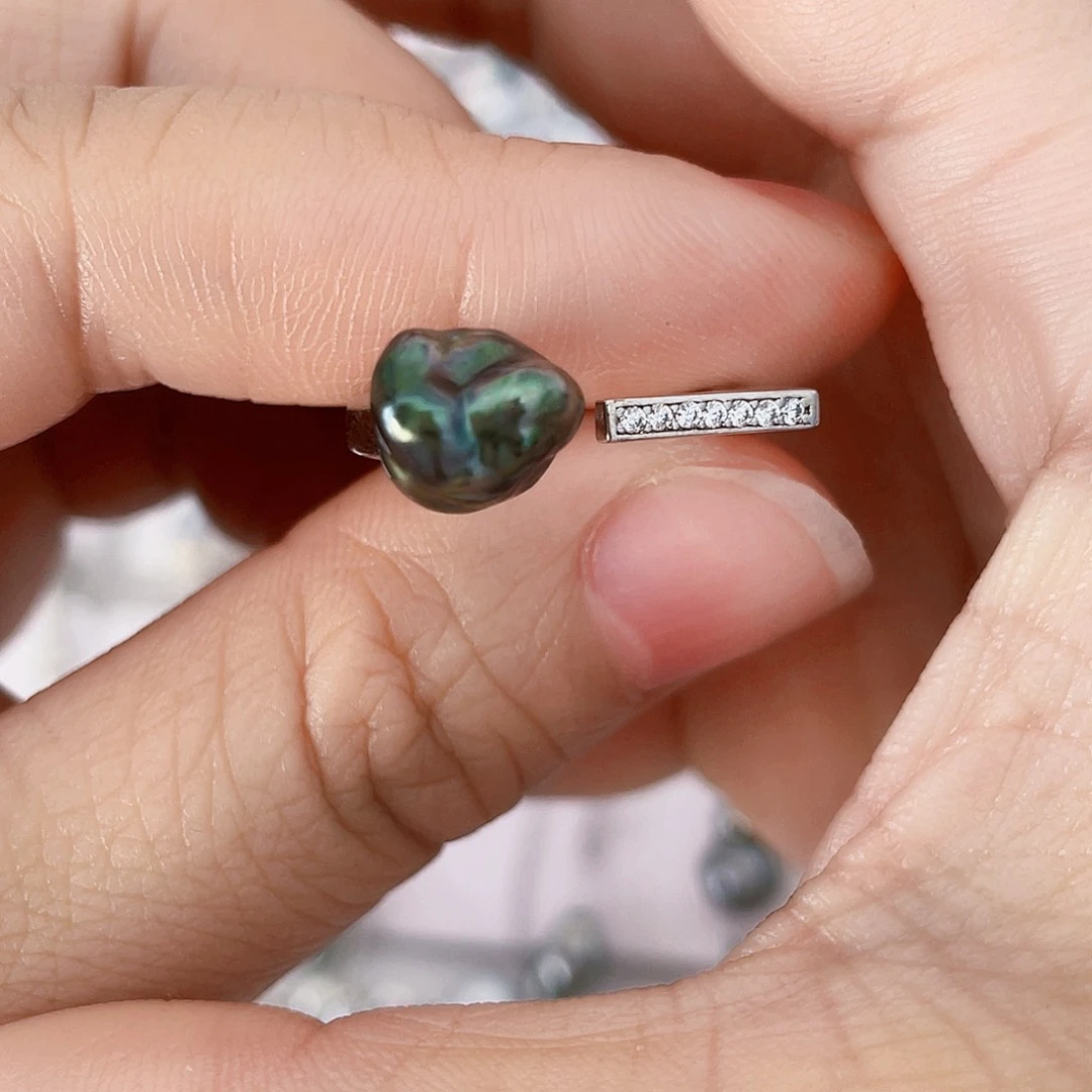 海水珍珠戒圈银S925镶嵌