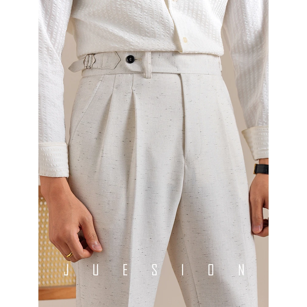 【390g仿麻丝】JUESION 意式那不勒斯西裤男通勤休闲商务西装长裤