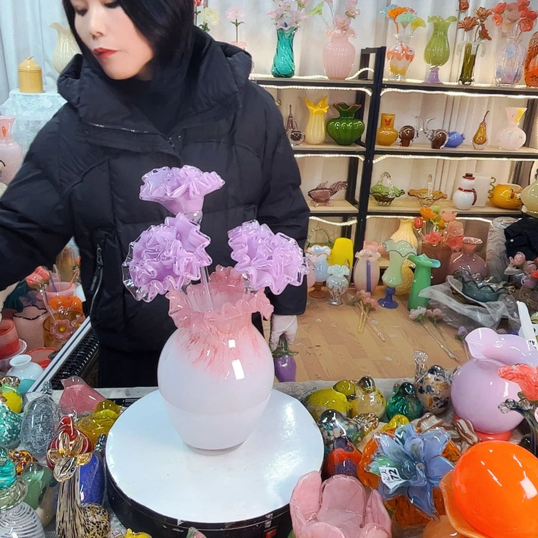 3花1瓶家悦美居琉璃摆件