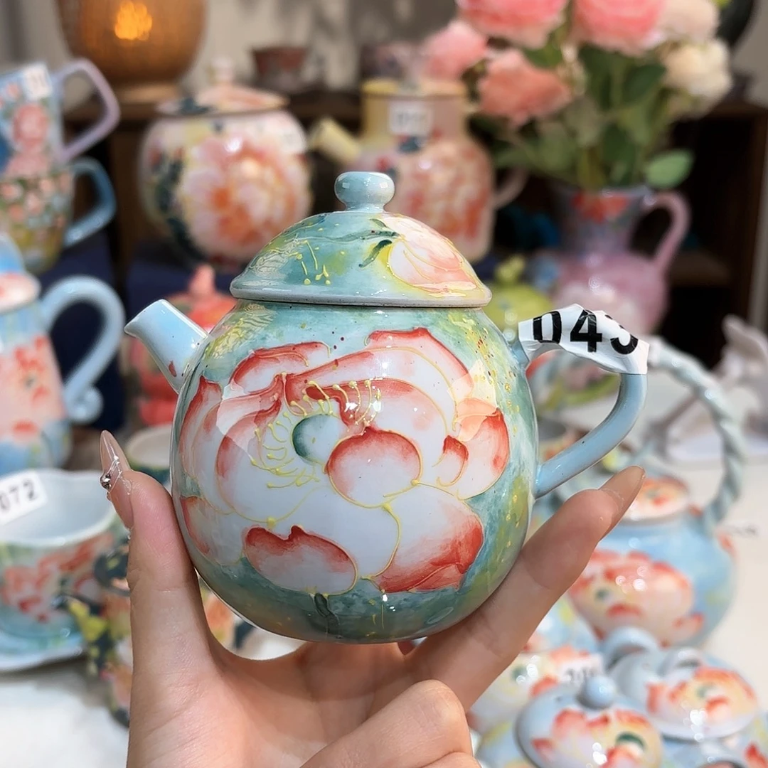 随***动景德镇手绘高温釉下彩陶瓷茶具