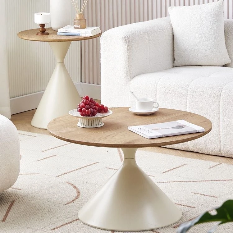 原木奶油实木茶几北欧家用客厅小户型组合现代几可简约雪尼尔沙发