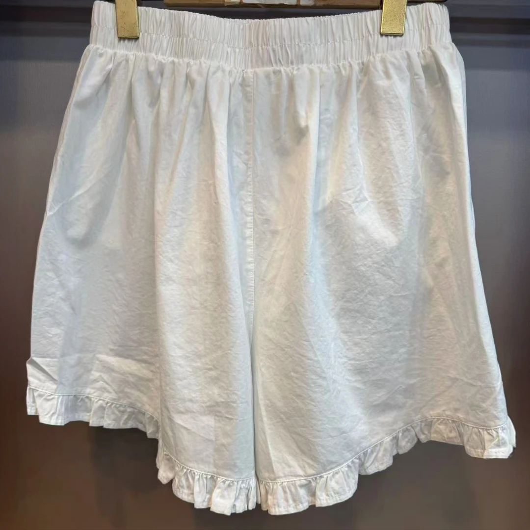 H419 夏季花边设计大码高腰显瘦百搭短裤