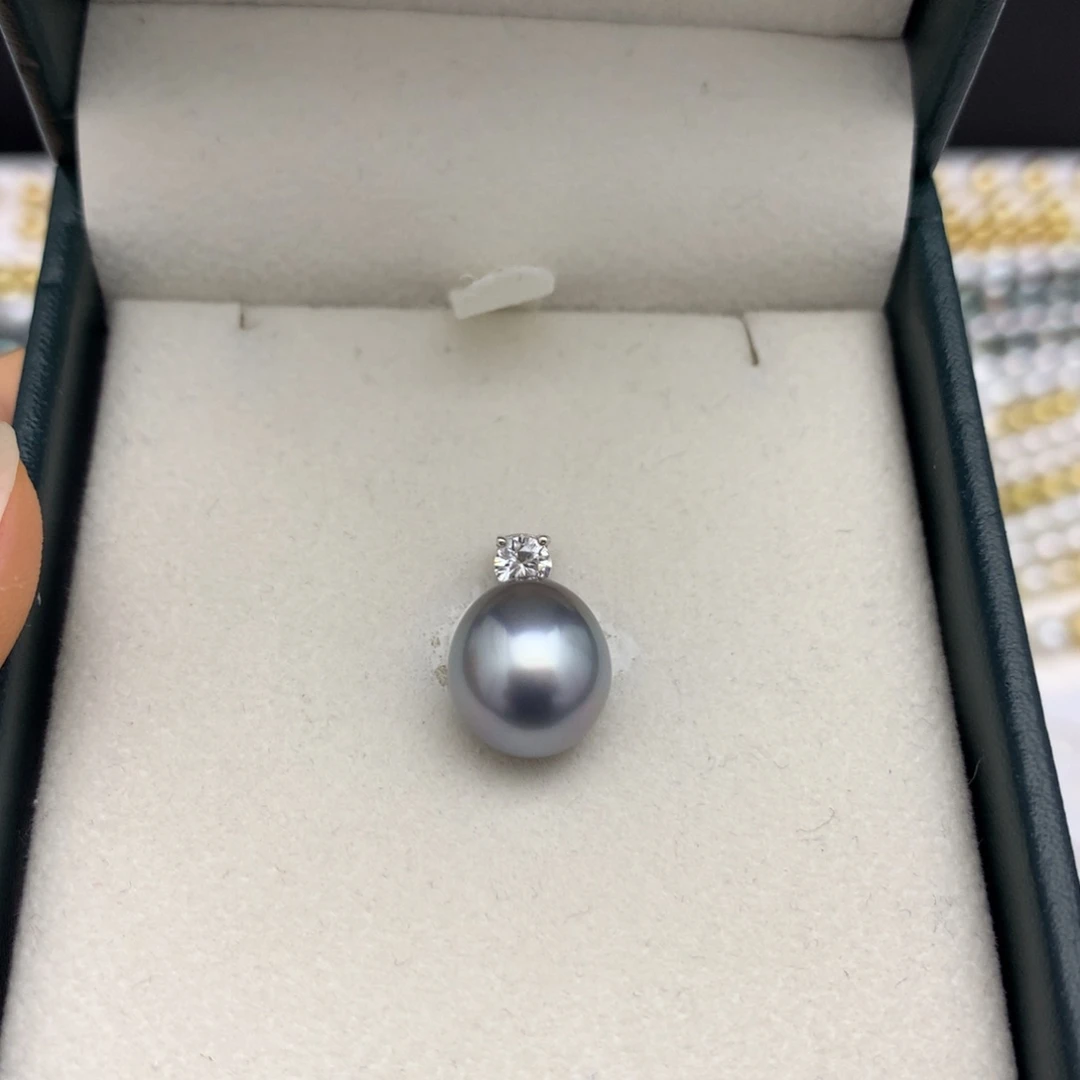 海水珍珠裸珠11-12mm无暇水滴铂金灰