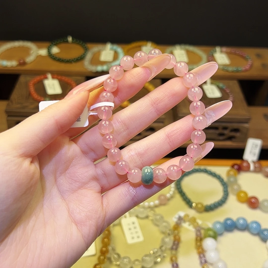 银S925镀金镶嵌水晶手串粉111