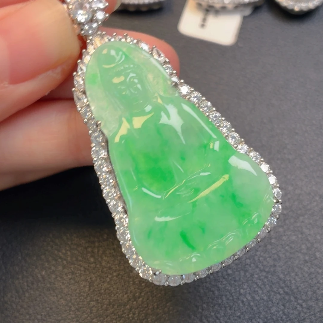 翡翠银S925镶嵌吊坠(不含链)