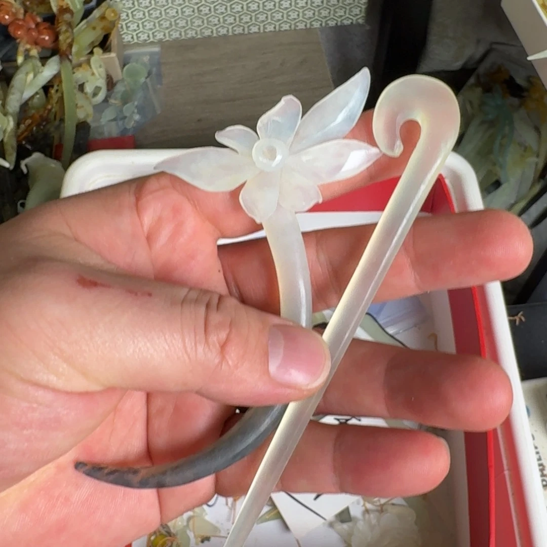 岫玉发饰未镶嵌明君玉簪就是好看
