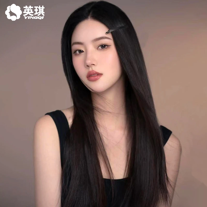 【辫zi发】英琪假发女款黑长直气质时尚夏季全真发全头套女假发推荐