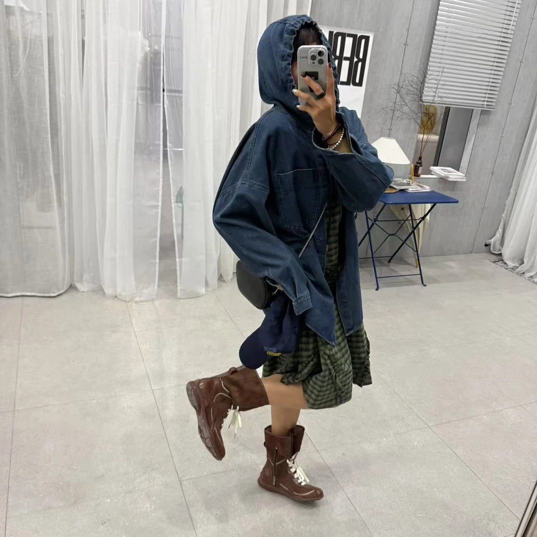 SISTERS【偏爱牛仔】廓形戴帽牛仔衬衣