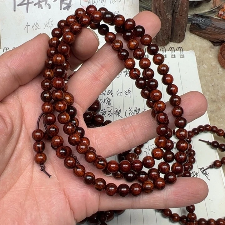 降真香手串/手链海南红降06*108圆珠圆珠虫漏