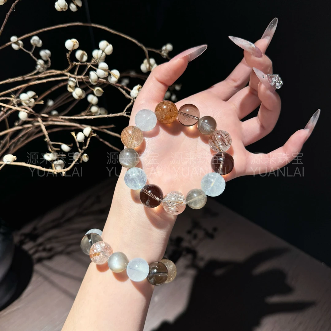 C*棕璃柔透*茶晶超七月光手串YY3496