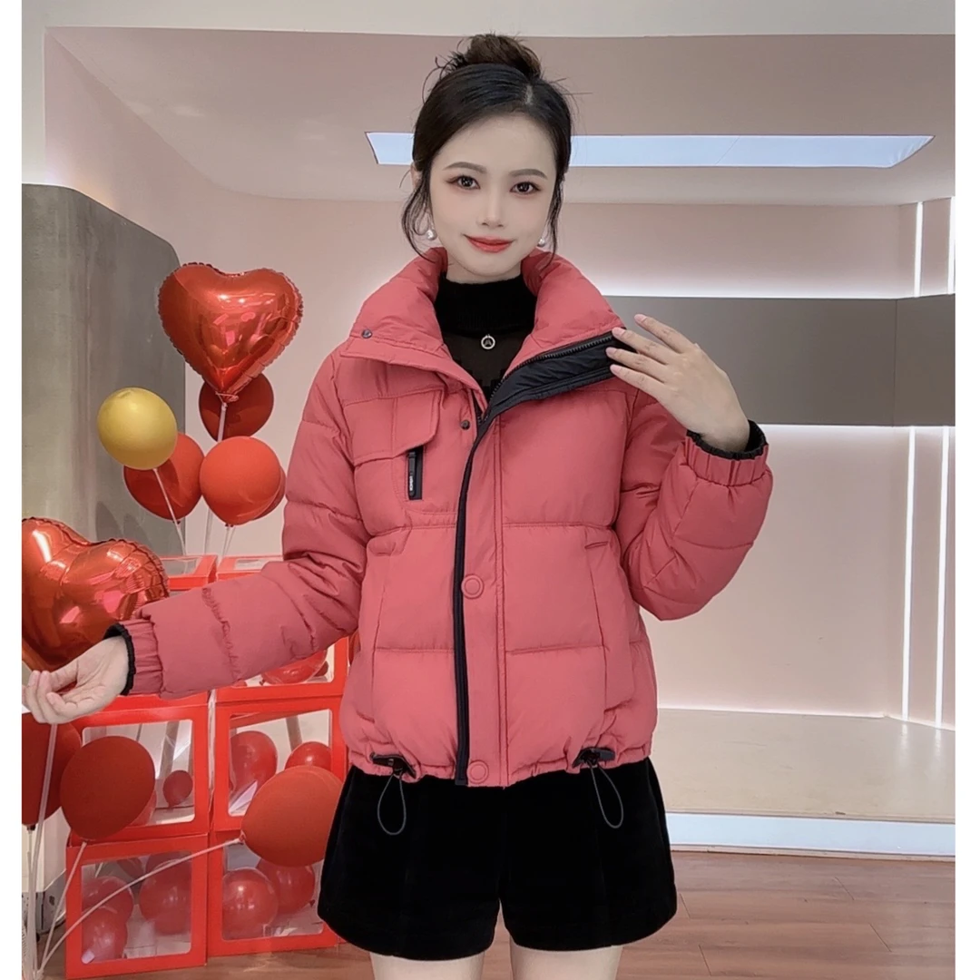 【现货清仓】保暖棉服棉衣宽松潮流连帽秋冬立领女装纯色休闲外套