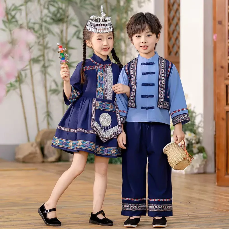 三月三广西壮族服饰新款少数民族男女童演出服苗族服幼儿园表演服