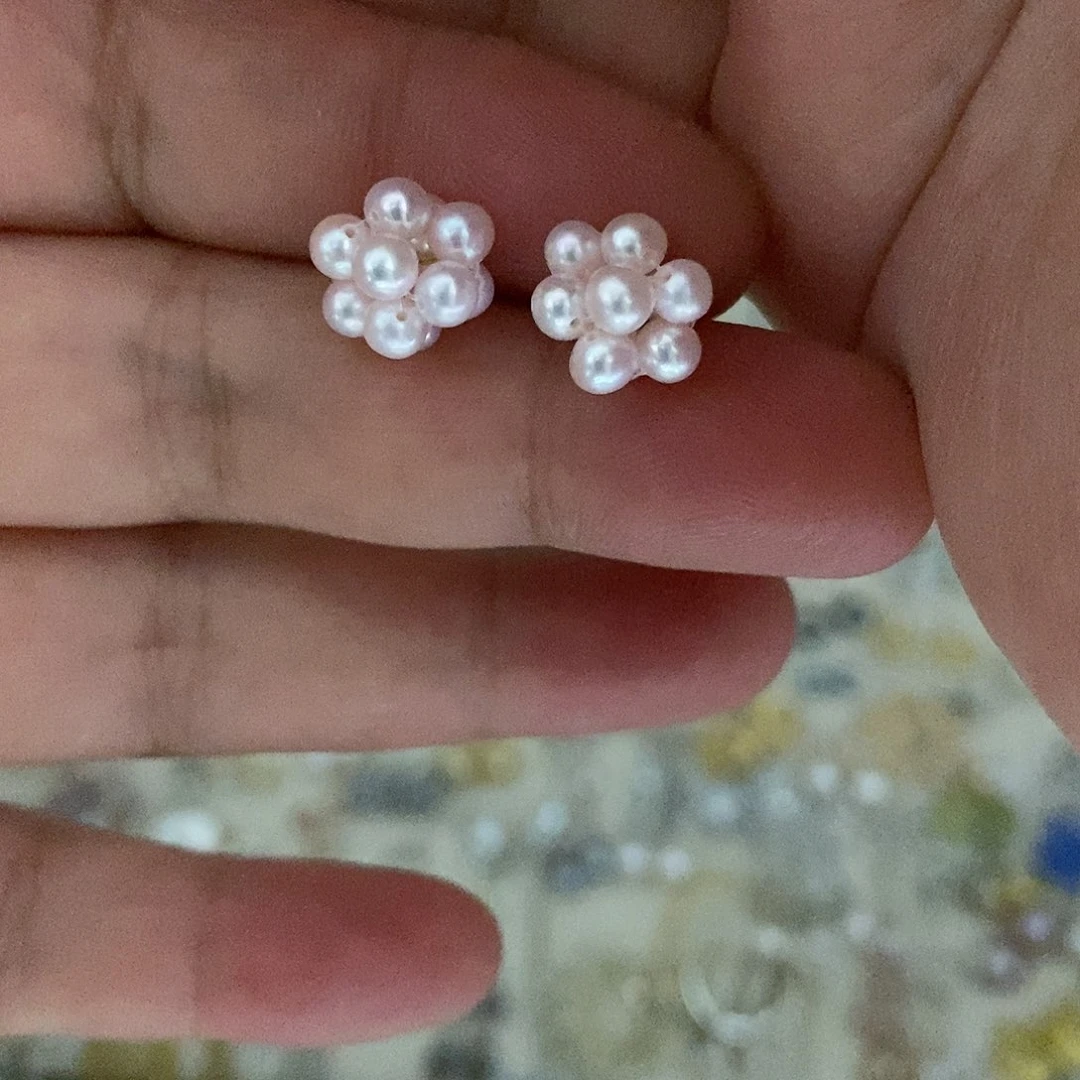 银S925镶嵌耳饰淡水珍珠