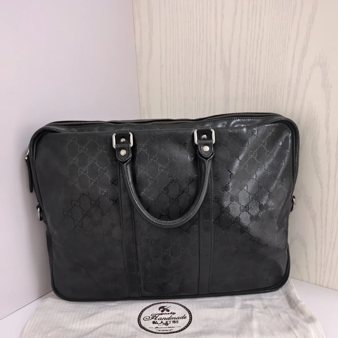 95新 GUCCI/古驰 黑色水晶皮手提公文包 杨