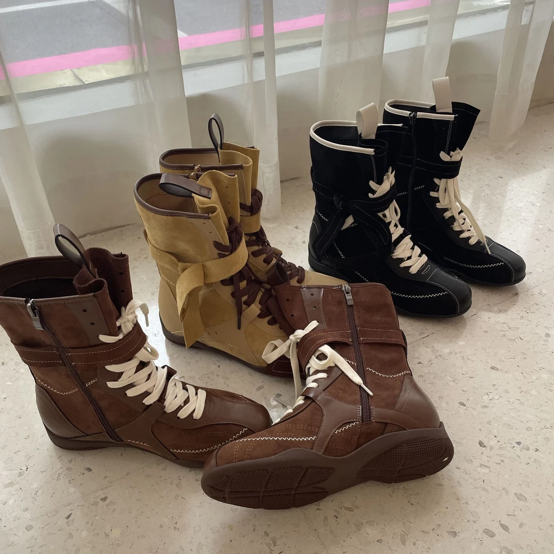 斐姐同款 丨猎装系列-暗黑美学丨某奥拳击靴休闲旅游秋;EQX55518