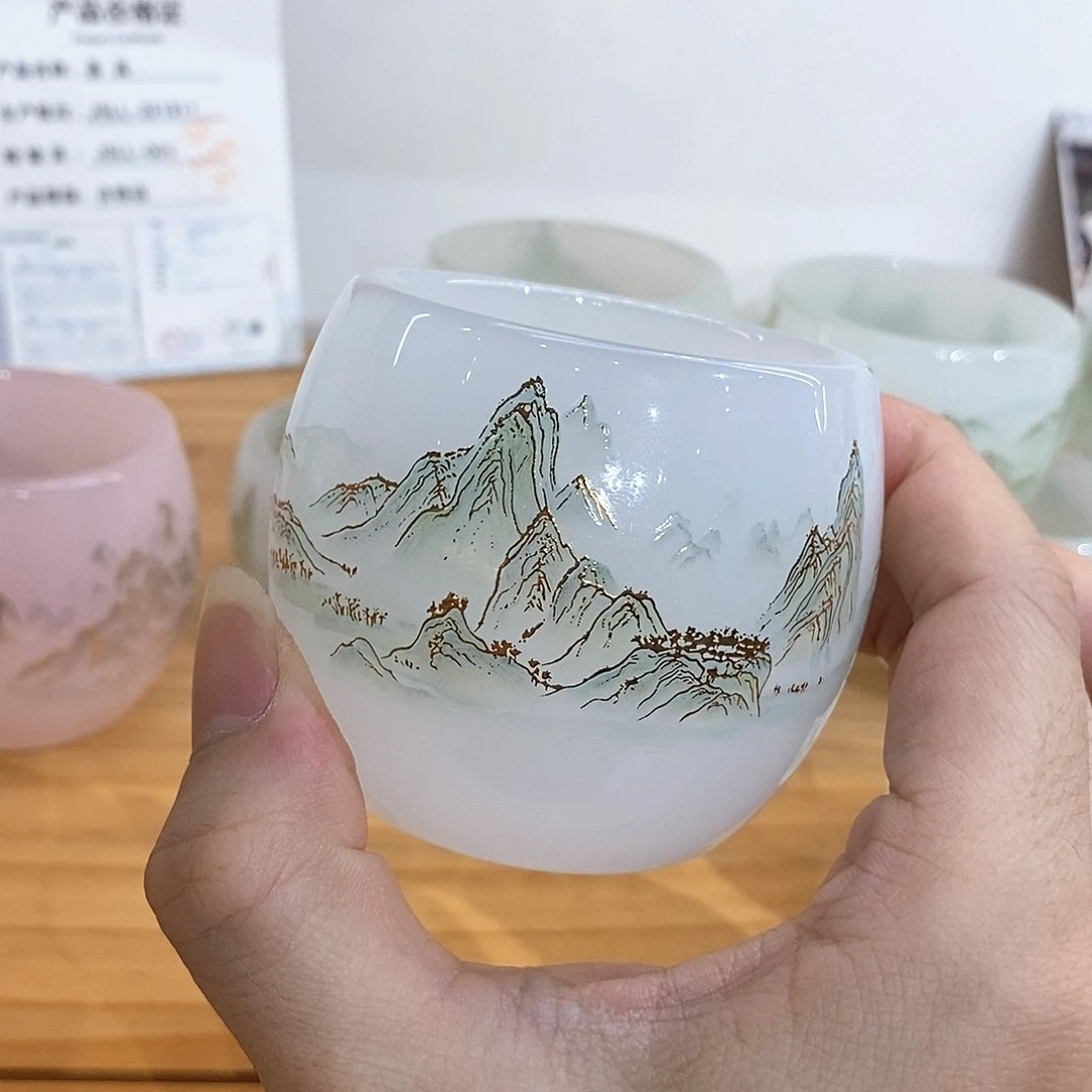 琉璃手工艺品千里江山主人杯