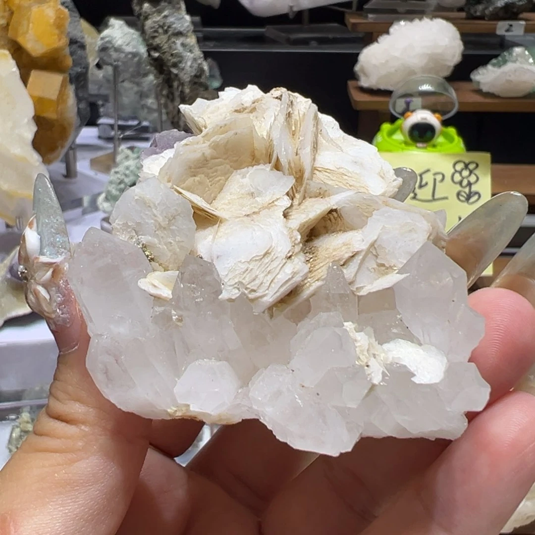 石材1️⃣柿竹园水晶方解共生