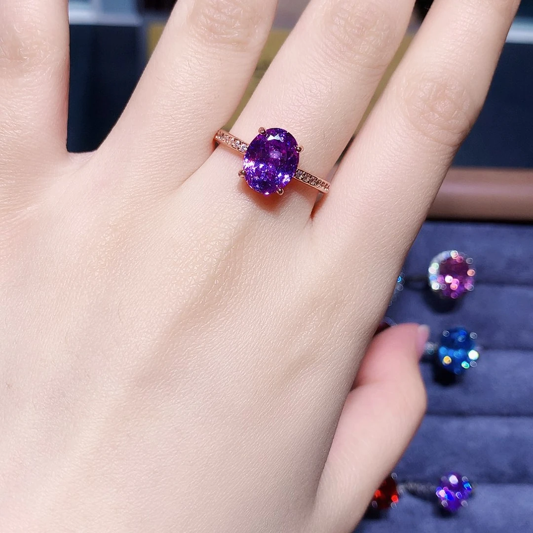 紫色碧玺银S925镶嵌戒指