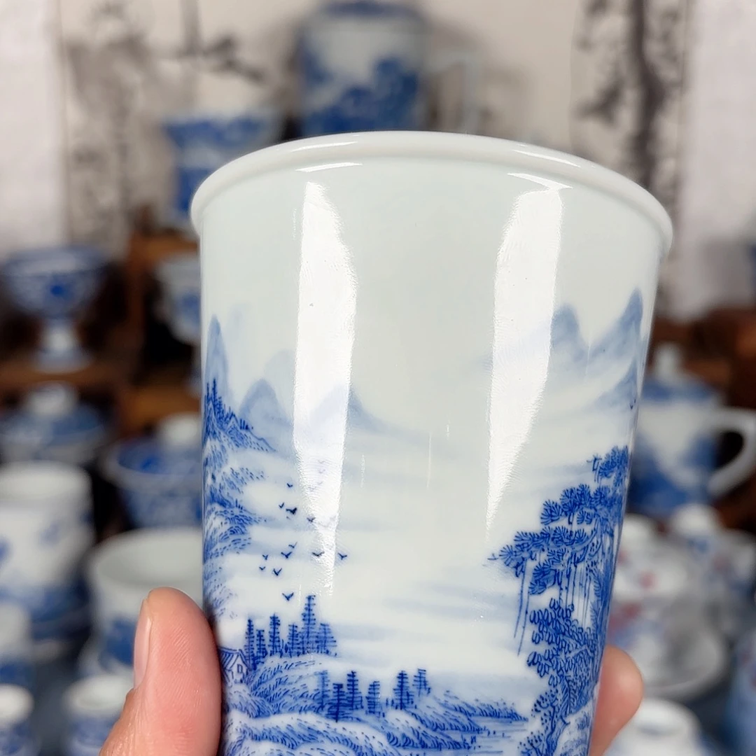 杯千**行青花瓷器手绘作品杯