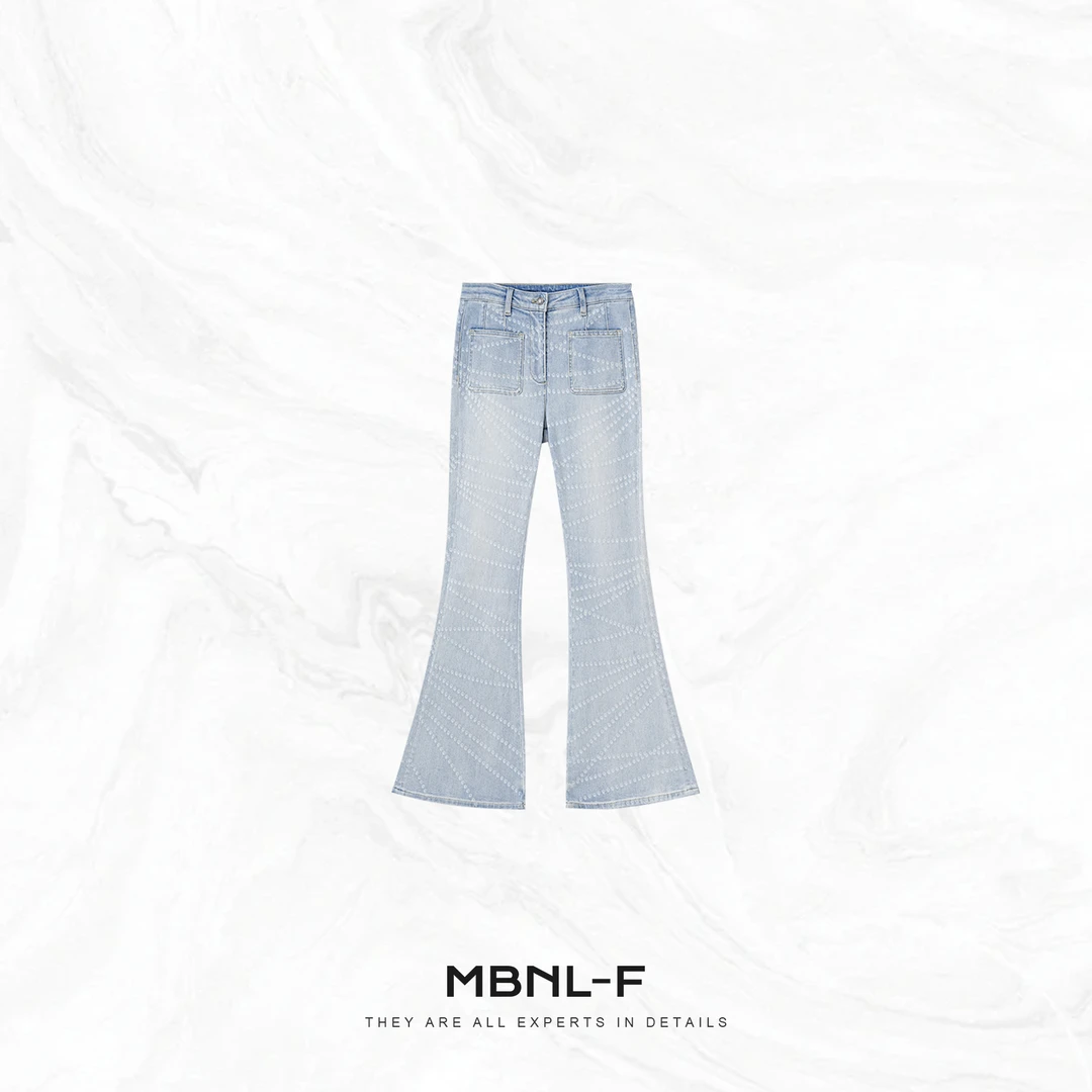 MBNL-F "小香牛仔" 超软水洗显瘦波点微喇牛仔裤 秦磊XM-XNZ6235