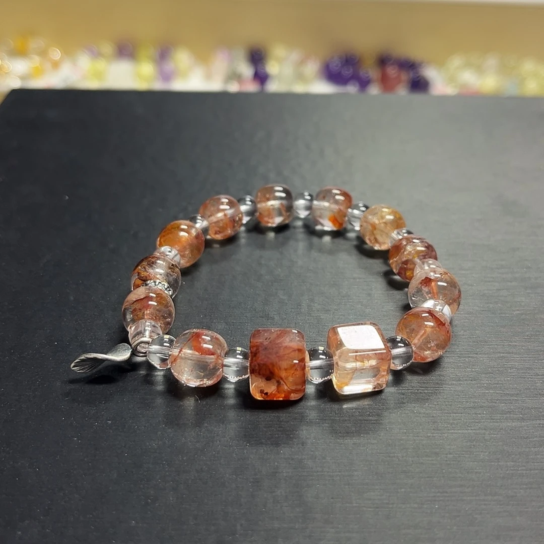 水晶未镶嵌手链红胶花设计款手串